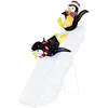 Image de COSTWAY Décoration de Noël Illuminée de 120 cm 130 LED Blanc - 2 Pingouins Coulissants et un Toboggan Enneigé 92 x 28 x 120 cm