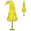 Image de Sapin Lumineux 180cm COSTWAY-Embout Pliée Inclinable-120 LED Blanc Chaud 8 Modes-Forme Crayon-Télécommande Intégrée-290 Branches