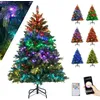 Image de Sapin de Noël Illuminé 150cm COSTWAY-250 Lumières RGB Multicolores-Modes Scintillants-Télécommande APP-Branches à Charnières