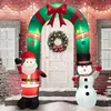 Image de Arche Gonflable de Noël 245 cm COSTWAY avec Père Noël et Bonhomme de Neige Lumières LED Souffleur Intégré Intérieur Extérieur