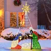 Image de COSTWAT Crèche de Noël de 180 CM - 240 Lumières LED 6 Modes dÉclairage - Ensemble de Scène de la Nativité Intérieur et Extérieur