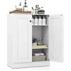Image de COSTWAY Meuble de Salle de Bain avec 2 Portes et Étagères Réglables Dispositif Anti-Basculement pour Salle de Bain Salon Blanc