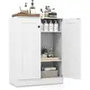 Image de Buffet de cuisine 2 portes, meuble de rangement avec étagère à 3 niveaux, kit anti-basculement (blanc)