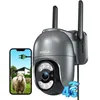 Image de Xega Caméra Surveillance 4G LTE avec Carte SIM 2K - 24/7 Enregistrement Détection Humaine/Mouvement Suivi Auto Spotlight Sirène