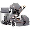 Image de BAZARLAND30.Poussette 3 en 1 Bébé Combinée Siège-Auto Nacelle Trio Réversible Réglable Haute Qualité Roues increvables Canne gris.