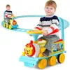 Image de GOPLUS Train Porteur Électrique Enfants avec Musique/LumièreTrain Trotteur avec Voies en PPavec Stockage pour Enfants 2 Ans+Bleu