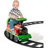 Image de Costway train porteur électrique pour enfants avec musique, lumière, train trotteur avec voies en pp, espace de rangement, pédales rétractables pour enfants plus 2 ans (vert)