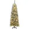 Image de Sapin De Noël Artificiel Enneigé 230cm, Arbre De Noël Avec 350 Lumières Led, 641 Aiguilles