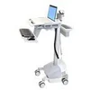 Image de Ergotron EMR Laptop Cart, SLA Powered chariot - pour ordinateur portable/clavier/souris/lecteur de codes a barres/processeur - gris, blanc, aluminium poli