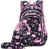Image de Cartable Fille Primaire 3 en 1 Sac à Dos Enfant Scolaire en Nylon Imperméable (NOIR1)
