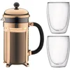 Image de Cafetiere A Piston - - Chambord Set - 8 Tasses 1.0 L + 2 Verres Pavina Double Paroi 25 Cl