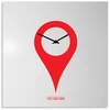 Image de dESIGNoBJECT horloge murale YOU ARE HERE (Blanc / rouge - Tôle coupée au laser)