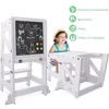 Image de YOLEO Tour apprentissage Transformable bébé Tour dobservation pour Enfants Montessori Pliable avec Tableau Noir et Blanc BLANC