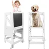 Image de Tour dapprentissage en Bois Tour dobservation pour Enfants Montessori Learning Tower Réglable Marchepied avec Tableau Blanc
