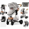 Image de Poussette 3 en 1 Bébé Combinée Siège-Auto Landau Nacelle Réglable Sac à Langer Haute Qualité Poussette Canne Gris Clair