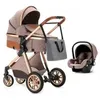 Image de BAZARLAND30.Poussette 3 en 1 Bébé Combinée Siège-Auto Nacelle Trio Réversible Réglable Haute Qualité Roues increvables Canne khaki.
