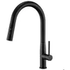 Image de Robinet de Cuisine Noir en Inox avec Douchette Extractible - Mitigeur Cuisine Col de cygne Rotatif à 360° - 2 Fonctions Jet