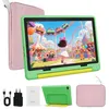 Image de Tablette Enfant 10 Pouces 20(3+17)Go+64Go+1To TF 5000mAh Wifi Contrôle Parental avec Kid-Proof Étui Vert et Sac dordinateur Rose