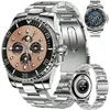 Image de Montre Connectée XtraDiTech Homme Femme 5ATM Bracelet Acier Inox 316L Rigide Boîtier Huître Rond 40mm Couronne Numérique Noir Argent