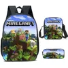 Image de Cartable Sac à DosLot de 3 Minecraft 3D Impression Sac à Dos Sacoche et Trousse à crayons Cartable Sac à Dos pour fille garcon