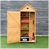 Image de Giantex armoire abri de jardin en bois remise pour outils avec 5 etagères 70 x 35,5 x 176 cm avec tôle galvanisé
