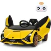 Image de Lamborghini SIAN Voiture Électrique 12V Enfant Télécommande 24G Klaxon Musique 2 Portes Papillons Vitesses 3-5km/h Jaune