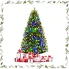 Image de GOPLUS Sapin de Noël Artificiel Lumineux 150CM-600 Branches avec LED Lumière 4 Couleurs et Blanche 11 Modes d'Éclairage