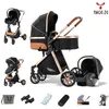Image de MagicZC poussette combinéesbébétrio3 en 1nouveau népliableDossier réglablesac de maman0-4 ansor noir