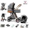Image de poussette 3 en 1 MagicZC bébé combinées poussettes trio pliable Dossier réglable 0-36 kg nouveau né gris