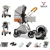 Image de MagicZC bébé 3 en 1 poussettesnouveau népoussette triosac de mamanDossier réglable0-3 anspliablegris clair