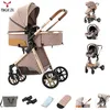 Image de Poussette combinées bebe 3 en 1 Poussette canne haute qualité - Magic ZC - Sièges auto nacelle Acec grand panier V9 Kaki