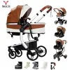 Image de Poussettes PU Leather 3 en 1 - Magic ZC - Poussette cosy voyage Poussette de luxe poussette bebe 0 a 3 ans 5 cadeaux - 518 Kaki