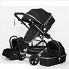 Image de Poussette 3 en 1 Bébé Combinée Siège-Auto Nacelle Trio Réversible Réglable Haute Qualité Roues increvables Canne noir.