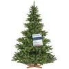 Image de FairyTrees Sapin de Noël Artificiel 220 cm NORDMANN Arbre de Noël avec Support en Bois Sapin avec Tronc Vert Made in EU