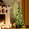 Image de GOPLUS Sapin de Noël 135CM Lumineux-226 Branches Touffues+150 LED-Aiguilles en PVC-Ouverture Parapluie & Automatique