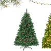 Image de Sapin de Noël LED Lumineux 135cm COSTWAY-300 Lumières11 Modes-Pommes de Pin et Baies Rouges-516 Branches Aiguilles-Support Métal