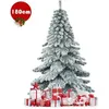 Image de Sapin de Noël Artificiel 180cm à Flocons de Neige COSTWAY Charnières Support Métallique Pliable 657 Branches Décoration de Fête