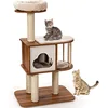 Image de Costway Arbre À C Hat Design Vesper H117cm En Bois Avec Plate-forme Griffoir