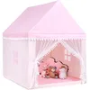 Image de Tente de Jeu pour Enfants COSTWAY-Tapis et Fenêtres-Cadre en Pin-Intérieure Extérieure pour 3-4 Enfants-120 x 105 x 140 cm-Rose