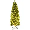 Image de Costway Sapin De Noël Artificiel 150cm Avec Lumières Blanc Chaud 300 Branches