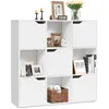 Image de GOPLUS Bibliothèque Meuble de Rangement Cube 9 Cases 5 Portes Etagère de Rangement à 3 Niveaux- 90x29x90CM-pour Bureau/Salon Blanc