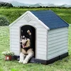 Image de COSTWAY Niche pour Chien Extérieure 877x785x815CM avec Toit Bleu+Blanc Imperméableentilé-Bouche d’AérationPlancher Surélever