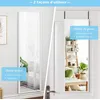 Image de Costway Miroir À Suspendre Sur Porte Avec Crochets De Suspension Réglables En Hauteur 36,5 X 107 Cm
