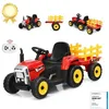 Image de COSTWAY Tracteur Electrique Enfant 12V 3 Vitesses - Remorque et Télécommande 2.4GEclairage LEDKlaxonPort USB Rouge