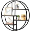 Image de COSTWAY Étagères Murales Ronde de Style Industrielle avec 4 Etagères Dimensions : Ø 55 x 11 CM Matériel de Fixation Inclus