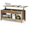 Image de Table basse avec plateau relevable et espace de rangement caché, avec etagère inférieur de rangement, ideal pour salon 109 x 47,5 x 50 cm