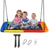 Image de DREAMADE Balançoire Nid d’Oiseau Rectangulaire Enfants avec Hauteur Réglable 100 - 180CM et Siège Spacieux Max 150KG Multicolore