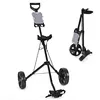 Image de COSTWAY Chariot de Golf 2 Roues Pliable en EVA avec Emplacements pour 4 Tees 4 Balls et Tableau de Score Cadre Fer Sangle Réglable