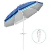 Image de COSTWAY Parasol Pliable 22M Mécanisme Inclinable 30° avec Porte-Gobelet Fixation pour Sable Protection UPF50+ Portable Extérieur