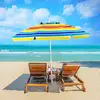 Image de Costway Parasol De Plage Inclinable 2,2 M Avec Porte-gobelet Et Protection Solaire Upf50 +